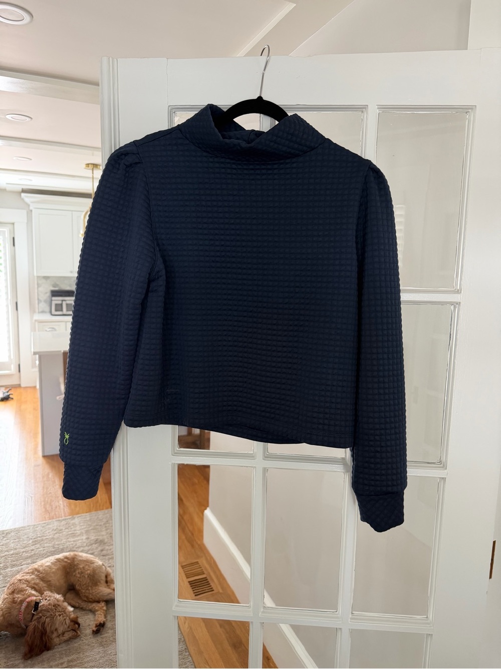 Dudley Stephens Navy Textured Mock Neck Sweater